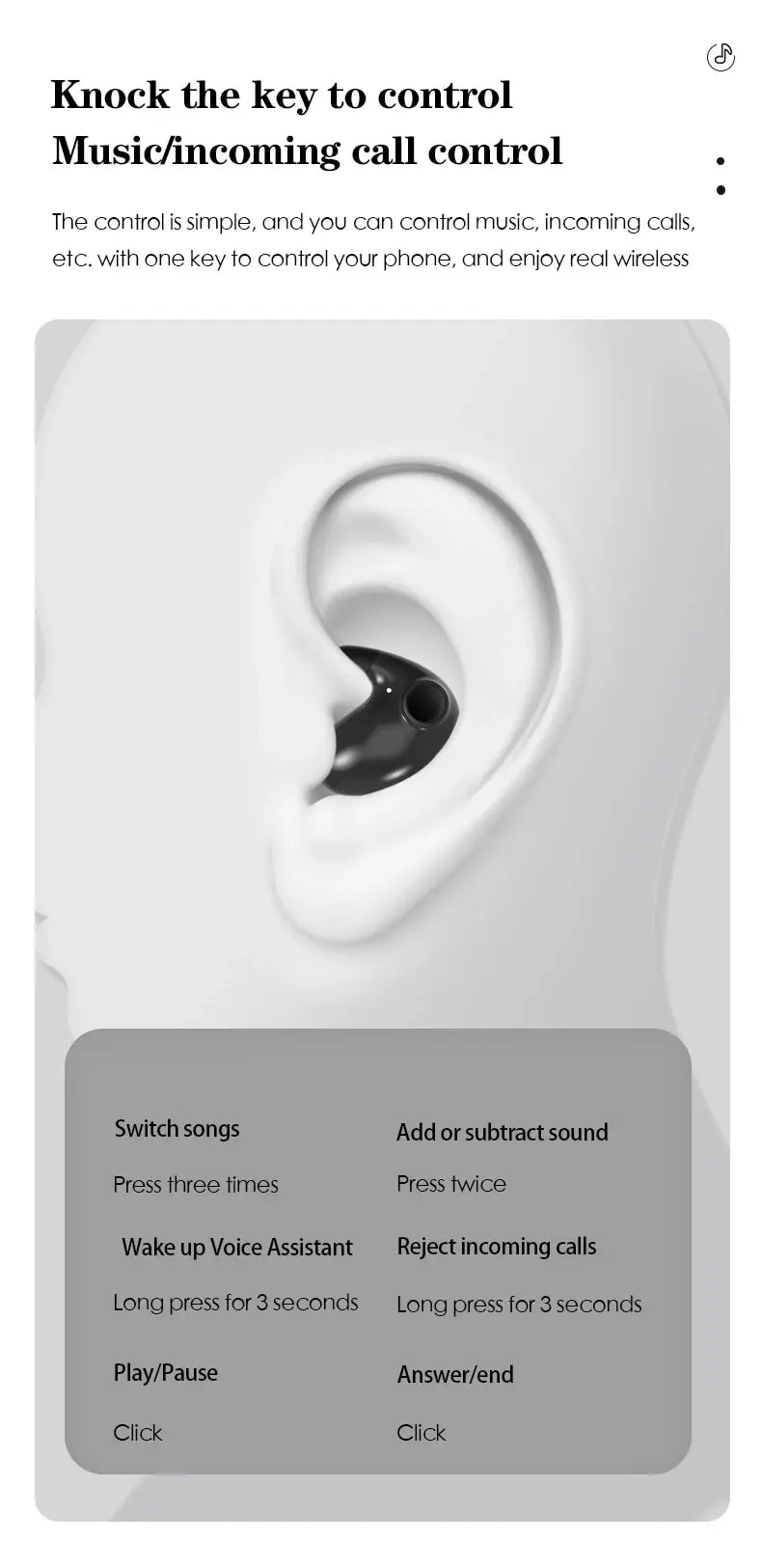 Invisible Sleep Wireless Earphone TWS Bluetooth 5.3 Headphones Hidden Earbuds IPX5 Waterproof Noise Reduction Sports Headset - Universal Market