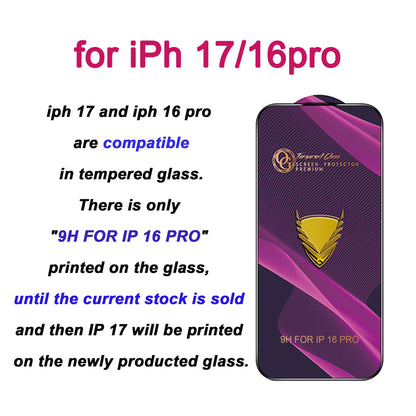 2pcs For iPhone 17 Air Pro Max 16e Premium Tempered Glass 9H Screen Protector Anti Scratch Full Glue Armor Retailer Box Choice