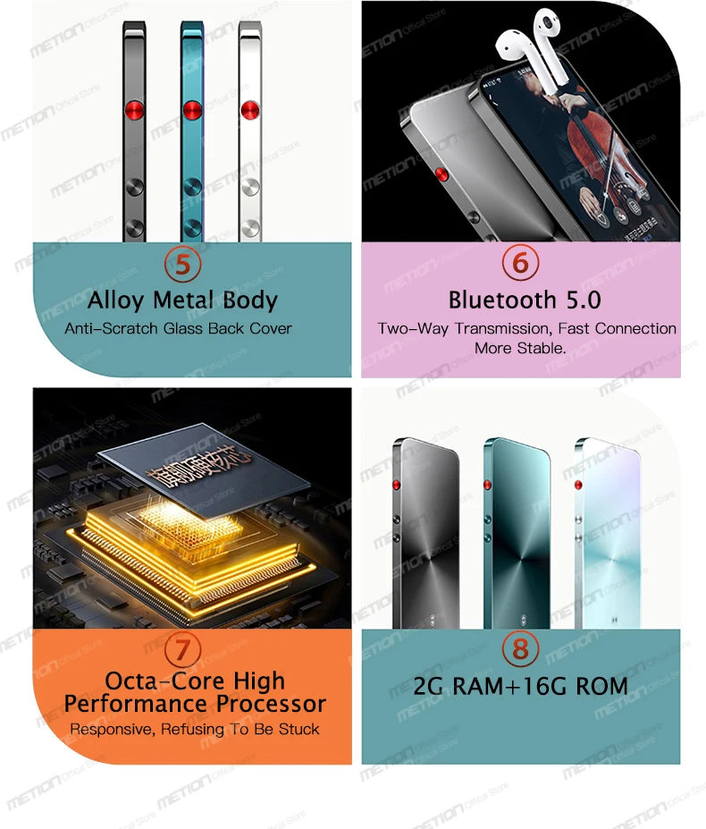 MP3 Mp4 Player Bluetooth 5.0 Wifi MP5 Android with Multiple Language/Google Service/youtube/Spotify/Free APP/Speaker/Browser/FM