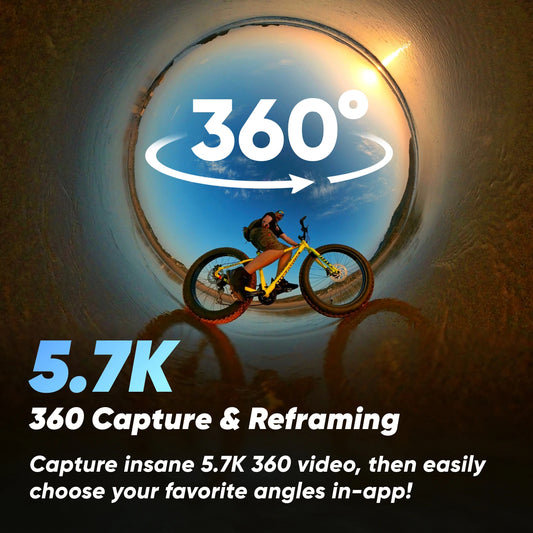 Insta360 X3 - Waterproof 360 Action Camera with 1/2" 48MP Sensors, 5.7K 360 Active HDR Video, 72MP 360 Photo, 4K Single-Lens