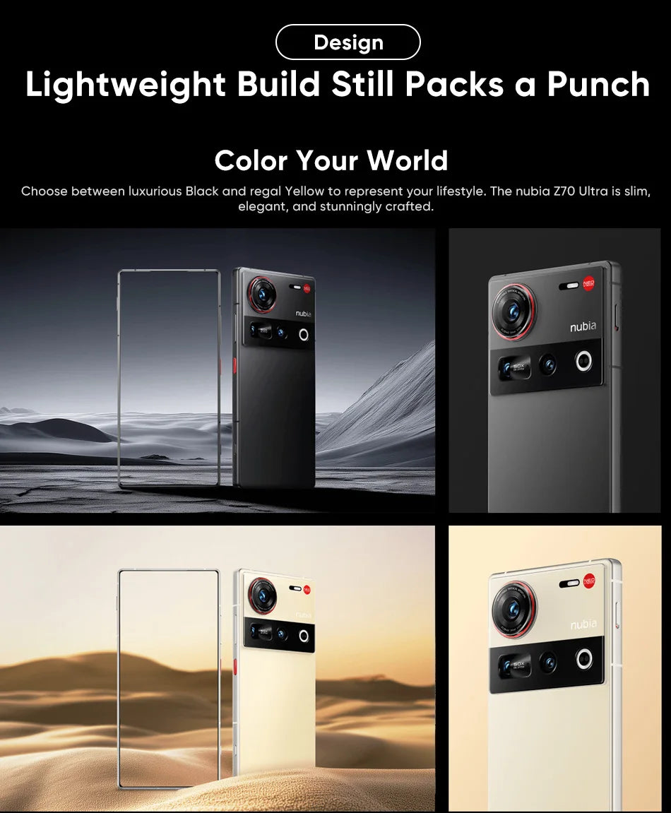 Global Version Nubia Z70 Ultra NX733J 5G Smartphone Snapdragon 8 Elite 6.85" 144Hz AMOLED Display 6150mAh 80W Fast Charge IP69