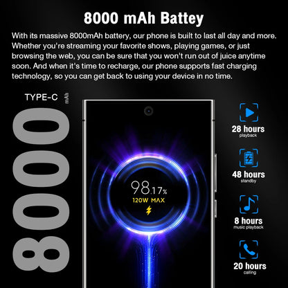 Global Edition  2026 HOT S26 Ultra NEW 7.3HD Original Smart Dual Card 7800mAh Battery Facial Recognition Function