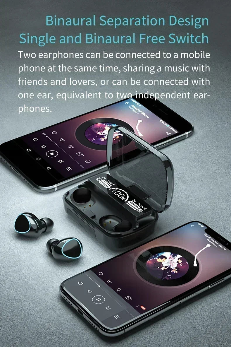 Original M10 Headphones Bluetooth Wireless Earpods Sports Stereo Noise Canceling Headphone Microphone Speaker - Universal Market