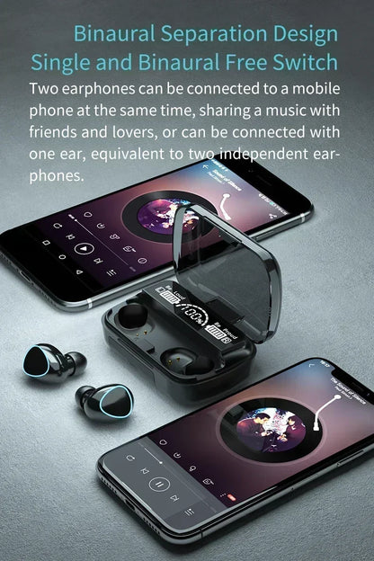 Original M10 Headphones Bluetooth Wireless Earpods Sports Stereo Noise Canceling Headphone Microphone Speaker - Universal Market