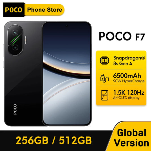 POCO F7 Global Version Smartphone Snapdragon® 8s Gen 4 90W 6500mAh Battery 6.83" 1.5K AMOLED Display 50MP Camera 5G NFC