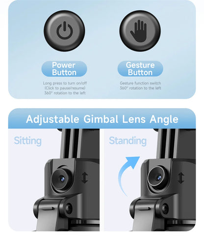 FGCLSY 360 ° rotation Selfie Stick Gimbal Stabilizer With Bluetooth Remote Intelligent AI Follow-Up Anti Shake For Smartphone
