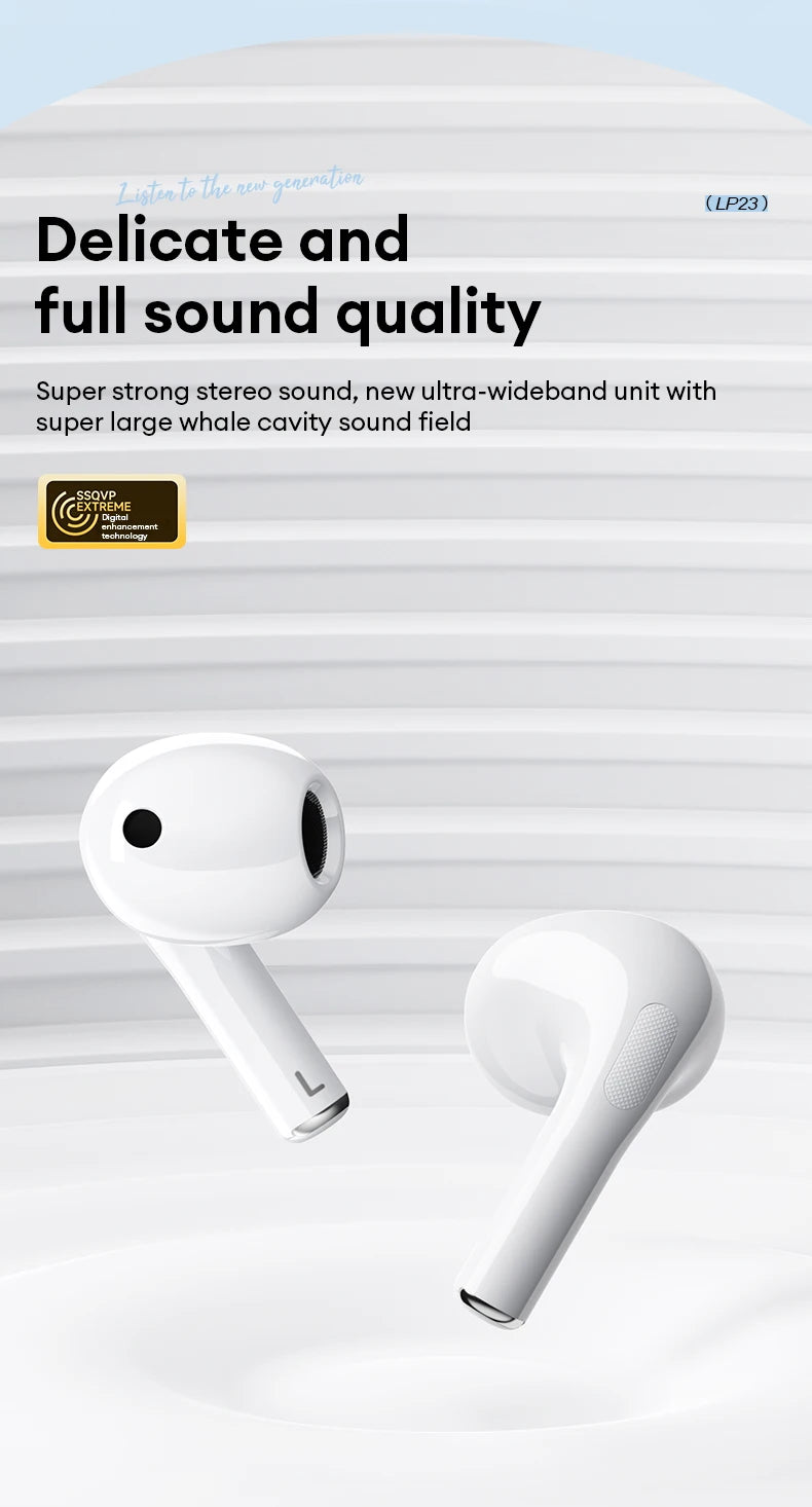 Choice Lenovo LP23 Bluetooth 5.4 Earphones HiFi Music Headset Wireless TWS Headphones Noise Reduction Sport Gaming Headphones - Universal Market