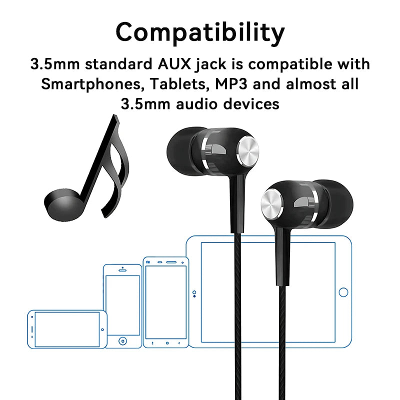 3.5mm Wired Earphone In Ear Headset HIFI Heavy Bass Earbuds Monitor Sports Headset Stereo Music Gaming Headphone With Microphone - Universal Market