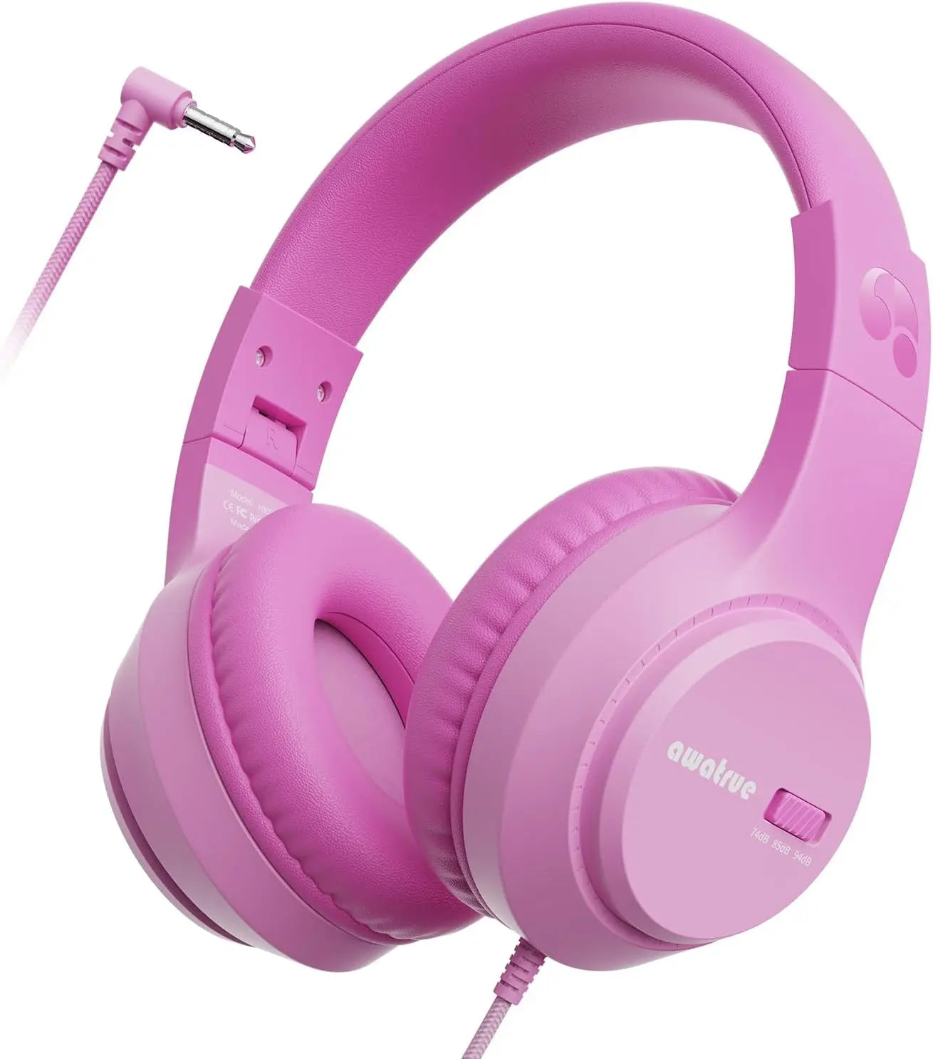 AWATRUE HK07 Kids Wired Headphones Stereo Sound Earphone with Mic Music Study Headset Limited Volume 74dB/85dB for Children - Universal Market