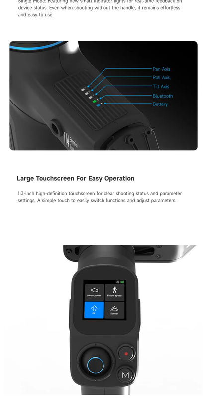 FeiyuTech SCORP Mini 3 Pro Gimbal with Detachable Remote Handle & AI 4.0 Tracking for Mirrorless, Action Camera & Smartphones - Universal Market
