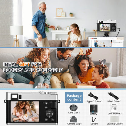 4K Digital Camera Auto Focus 48MP Vlogging Camera for YouTube and Anti-Shake Video Camera with Viewfinder Flash & Dial 16X Zoom - Universal Market