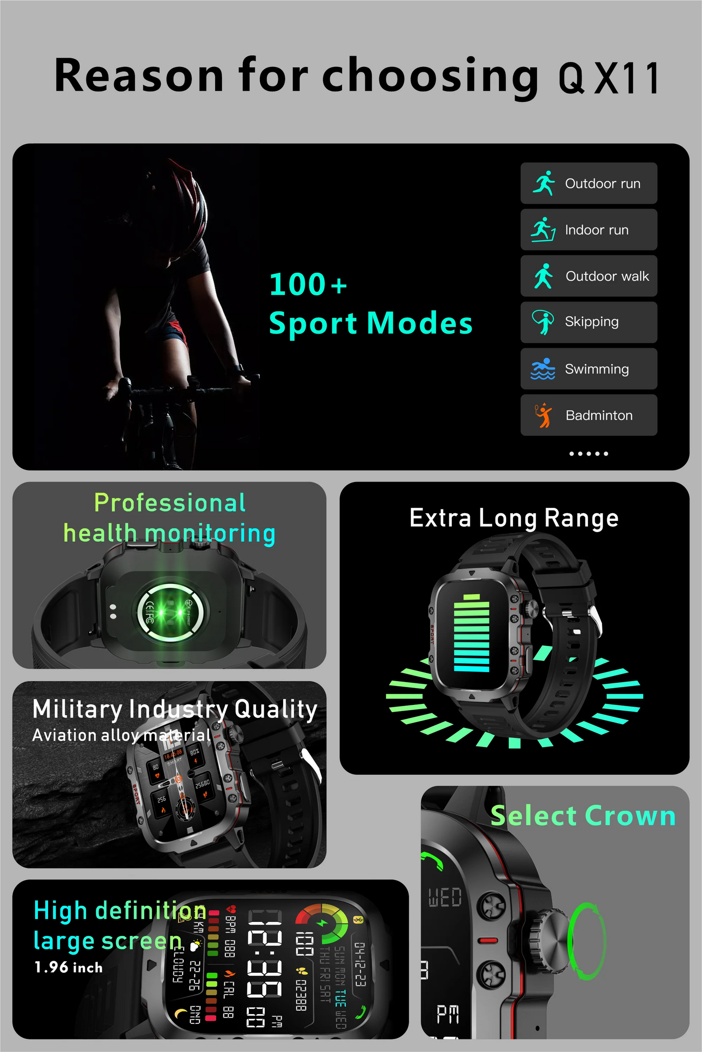 2025 Outdoor Smart Watch Men 2.01" Screen 3ATM Waterproof Watches Bluetooth Call Ai Voice Sport Smartwatch For Android IOS Phone