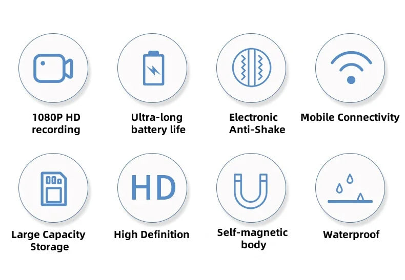 1080P HD Outdoor Sports Camera Anti-shake Waterproof WiFi Action Camera Long Battery Life Hands-Free 120° Wide-angle 1080P