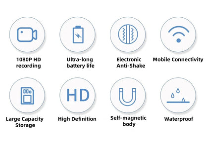 1080P HD Outdoor Sports Camera Anti-shake Waterproof WiFi Action Camera Long Battery Life Hands-Free 120° Wide-angle 1080P