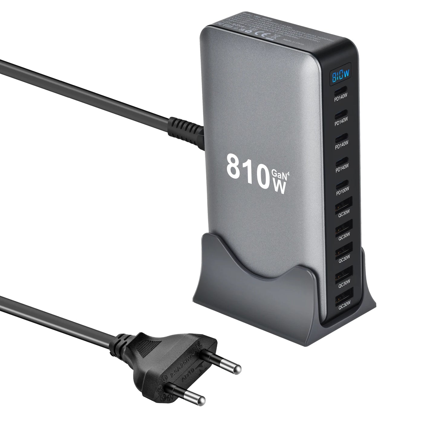 2025 New 810W GaN PD3.1 Fast Charging Station Adapters USB Type C 10-Port Desktop Fast Charger for Mobile & Tablets Dropshipping