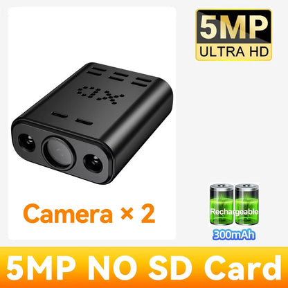 PEGATAH 5MP HD Mini WIFI Body Camera Built-in Battery Human Tracking IP Remote Monitoring IR Night Vision Protable Camcorders - Universal Market