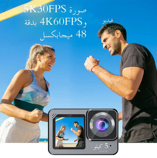 Action Camera F6W Wireless Mic 5K 4K60FPS 48MP 2.2" Touch LCD EIS Dual Screen Wi-Fi 170D Waterproof 30M 8X Zoom Sports Camera