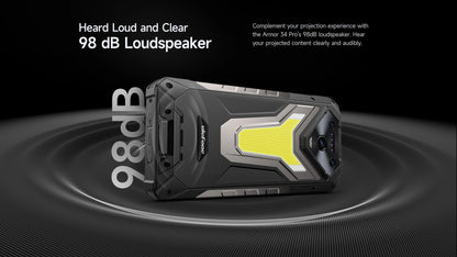 Ulefone Armor 34 Pro 5G AI 25500mAh Rugged Phone Smartphone Android 15 32GB+512GB Built-in DLP Projector 6.95" NFC Mobile Phone