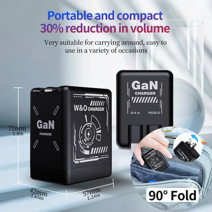 XIAOMI GaN 120W Fast Charger with Retractable Type-C Ligting Cable Portable Multi-Device Folding Adapter For iPhone Samsung