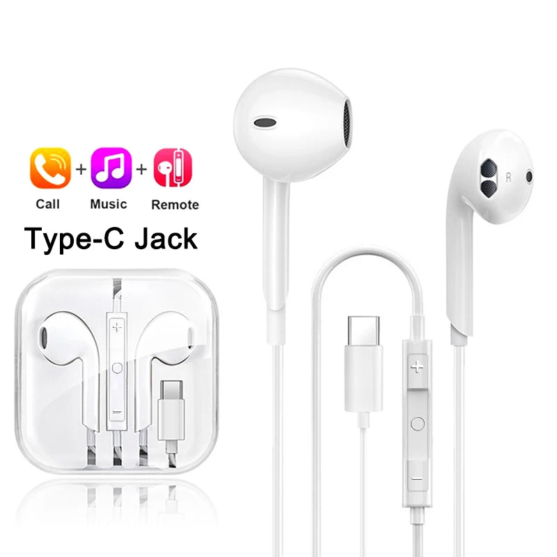 Original Headphones For Apple iPhone 16 15 14 13 11 12 Pro Max Plus In-ear Lightning 3.5MM Wired Bluetooth Earphones Accessories - Universal Market