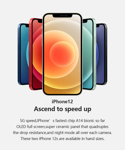 Original Apple iPhone 12 6.1" XDR OLED Unlocked RAM 4GB ROM 64/128/256GB A14 IOS Face ID NFC Original 5G iPhone12 - Universal Market