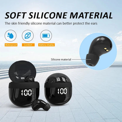 Mini SK18 Invisible Headphones Wireless Bluetooth 5.3 Headphones Bass Sleeping Headphones with Microphone Noise Cancellation HD - Universal Market