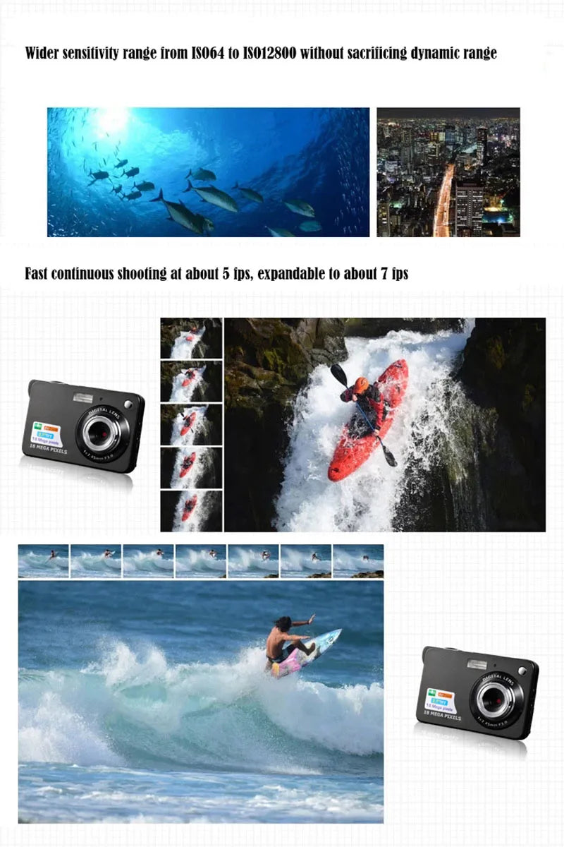 Portable Digital Camera 1080P Video Camcorder 48MP Photo 8X Zoom Anti-shake 2.7 Inch Large TFT Screen USB Charge with Carry Bag - Universal Market