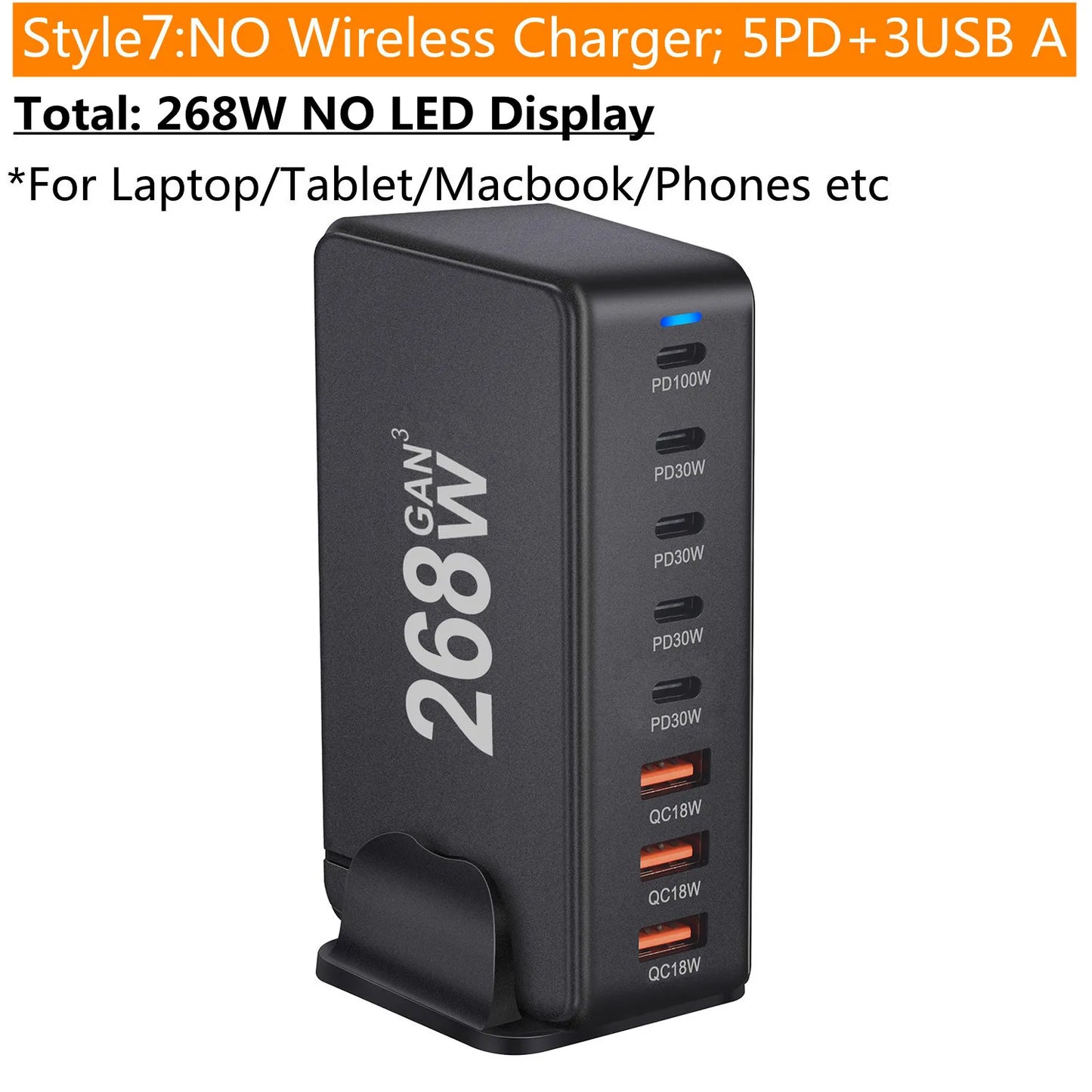 1080W GaN USB C Charger 8-Port Desktop Charger Type C 330W PD3.0 PPS QC3.0 Fast Charging for MacBook Tablet Samsung iPhone 15 16