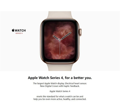 100% Original Apple Watch Series 4 Smartwatch 40MM/44MM GPS Aluminum with Sport Band (Renewed)