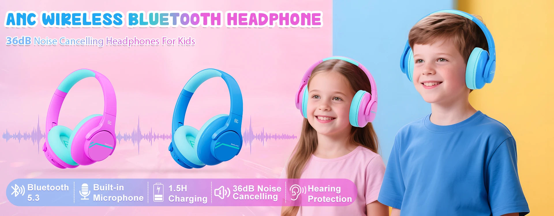 Gradient Wireless Headphones RGB Cat Ear Bluetooth Headphones With Microphone Stereo Music Game Earphone For Girls Kids Gifts - Universal Market