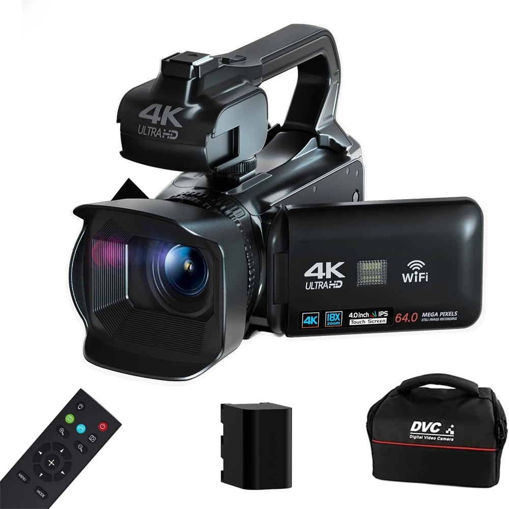 2025 Pro 4K 60FPS Digital Video Camera Photography Youtube Vlog Camcorder For Tiktok Live Stream Webcam 18X Zoom Rotate Touch - Universal Market