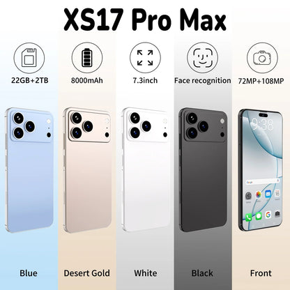 2025 HOT XS17 Pro Max 22GB 2TB 7.3inch HD Global Edition Original Smart Dual Card 8000mAh Battery Facial Recognition Function