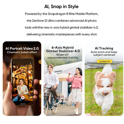 Global Version ASUS Zenfone 12 Ultra AI 5G Smartphone Snapdragon 8 Elite 6.78'' 144Hz AMOLED LTPO Display 5500mAh Battery Phone