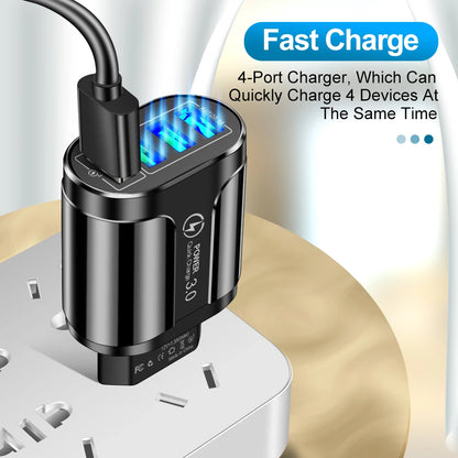 Vumpach 4 Ports USB Fast Charger Quick Charge 3.0 48W Wall Mobile Phone Fast Charging For iPhone Samsung Xiaomi  Adapter Travel