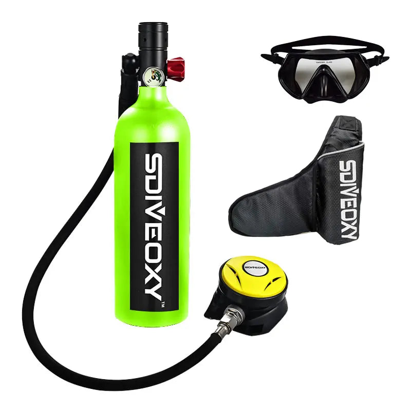 Scuba Diving Oxygen Tank  1L Cylinder Underwater Breather for  with Breathing Valve A Set - Universal Market