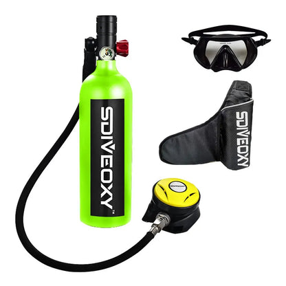 Scuba Diving Oxygen Tank  1L Cylinder Underwater Breather for  with Breathing Valve A Set - Universal Market