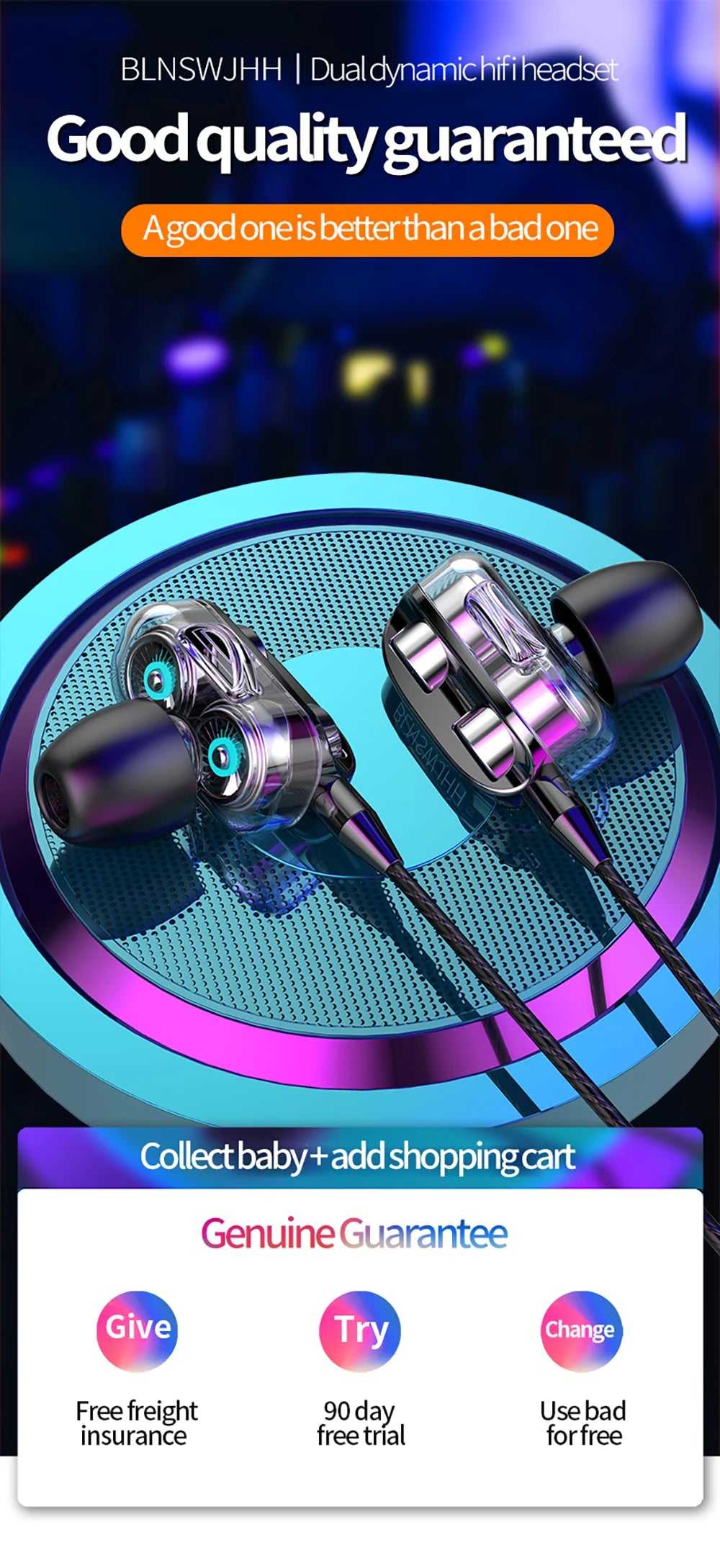 3.5mm Wired Headphones Noise Canceling In-Ear Sports Earphone Dual Driver Bass Stereo Gaming Headset HiFi Music Earbuds With Mic - Universal Market