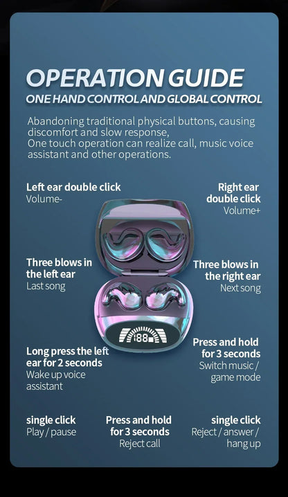 Sleep Invisible Stereo Headset IPX5 Waterproof Wireless Bluetooth Earphone Earbuds with Mic for Phone Bluetooth 5.3 Headphones - Universal Market