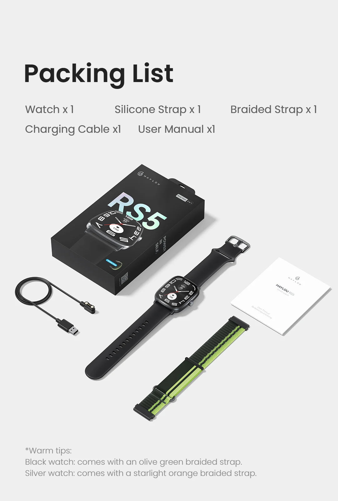 HAYLOU RS5 Smart Watch Men 2.01'' AMOLED Display 24H Health Monitoring Bluetooth Phone Calls AI Voice Assistant Sport Smartwatch