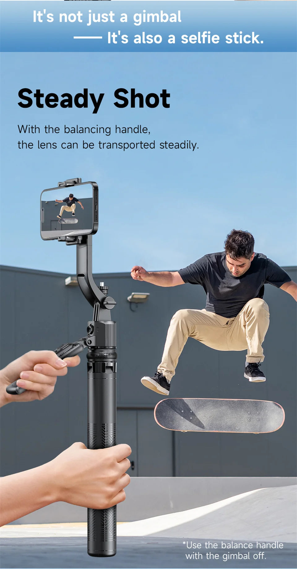 FGCLSY 360 ° rotation Selfie Stick Gimbal Stabilizer With Bluetooth Remote Intelligent AI Follow-Up Anti Shake For Smartphone