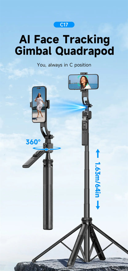 FGCLSY 360 ° rotation Selfie Stick Gimbal Stabilizer With Bluetooth Remote Intelligent AI Follow-Up Anti Shake For Smartphone