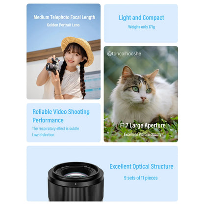 VILTROX 56mm F1.7 for Fuji X Nikon Z Mount Camera Lens Auto Focus Portrait APS-C for Fujifilm X-T4 T200 X-H2S X-T30II X-Pro3 Z30 - Universal Market