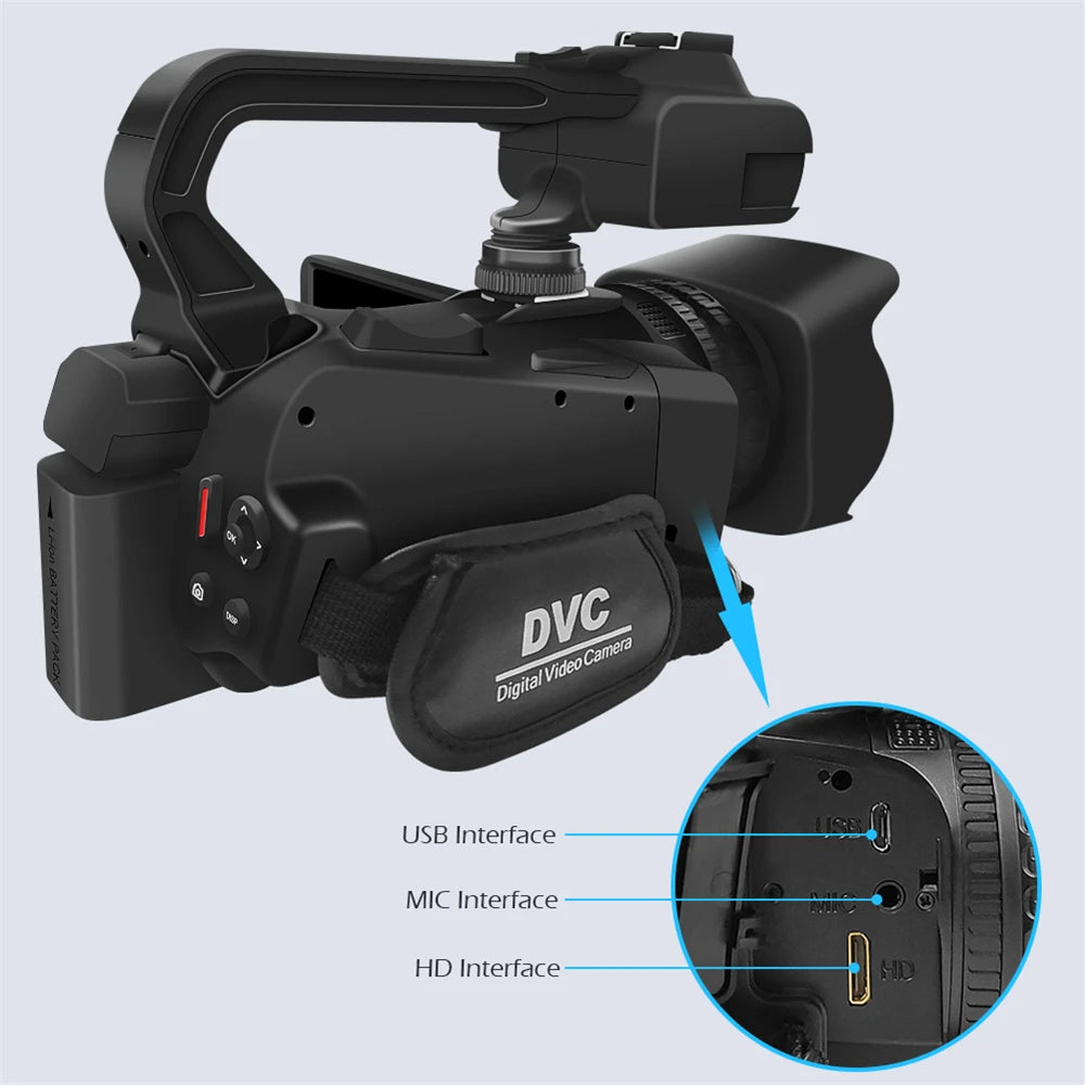 Full 6K Camcorder 64MP Youtuber Professional Digital Video Camera Streaming Auto Focus Photography Vlog Recorder 4" Touch Screen - Universal Market