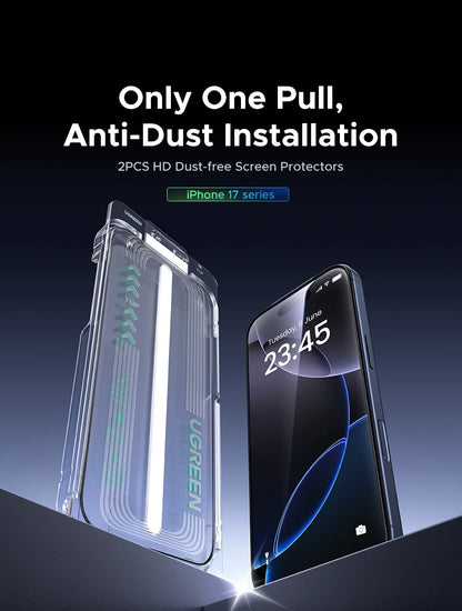 UGREEN 2PCS Automatic Dust-free Screen Protector For iPhone 17 Pro Max Tempered Glass For iPhone 17 16 Pro 17Pro Air Phone Film