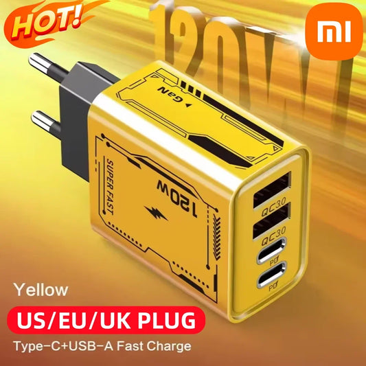 XIAOMI 4 Port USB C PD Ultra 120W Fast Charger USB 3.0 Type C EU Plug Mobile Phone Charger Quick Charging For iPhone Huawei 2025