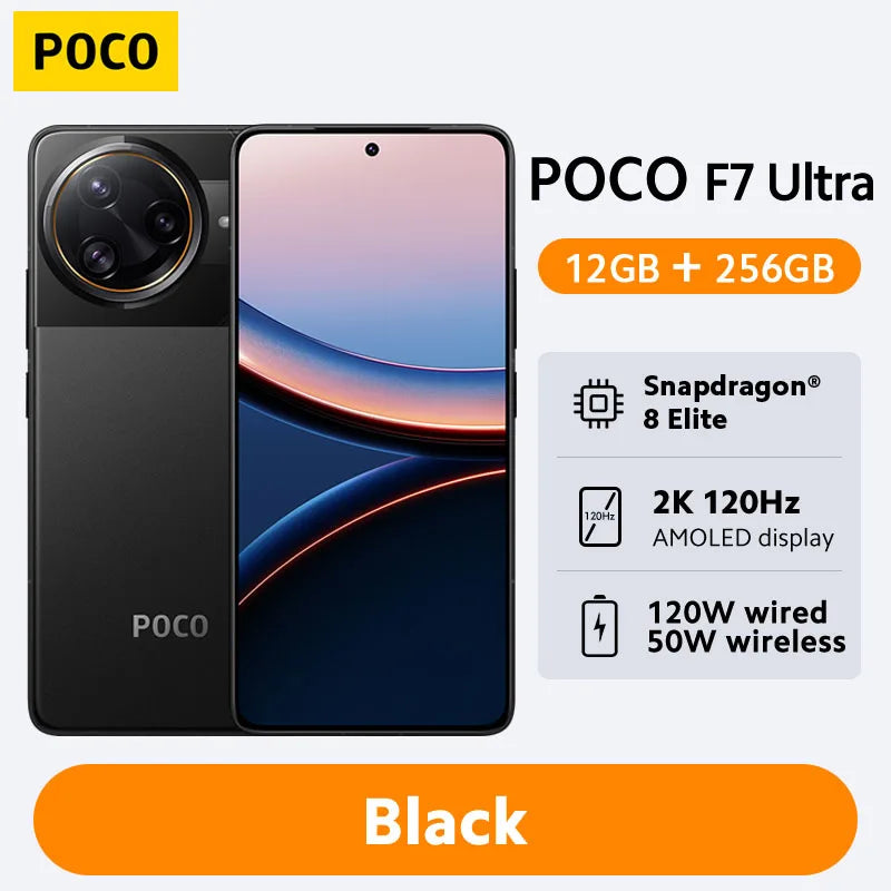 POCO F7 Ultra Global Version Smartphone Snapdragon® 8 Elite 50MP camera 6.67" 120Hz Display 120W wired and 50W wireless 5G NFC