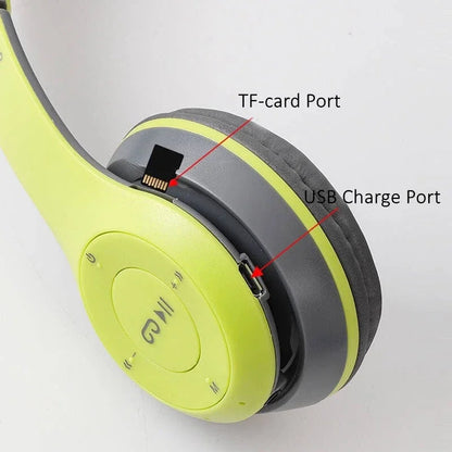 P47 Bluetooth 5.0 Wireless Headphone Foldable HIFI Stereo Bass Earphone Kid Helmet Gift With Mic USB Adaptor For iPhone Game - Universal Market