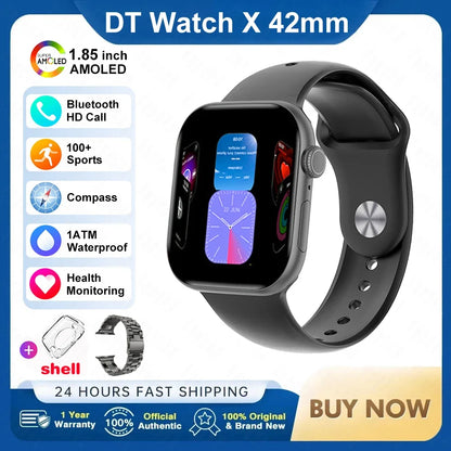 For Apple DT Watch X Mini Smart Watch 3D Menu Video AI Voice NFC Sports Record Health Test 1.85 Inch AMOLED Women Smartwatch
