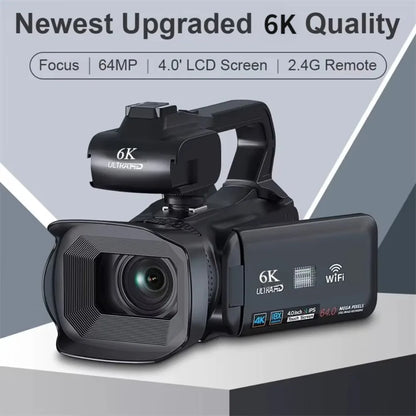 Full 6K Camcorder 64MP Youtuber Professional Digital Video Camera Streaming Auto Focus Photography Vlog Recorder 4" Touch Screen - Universal Market