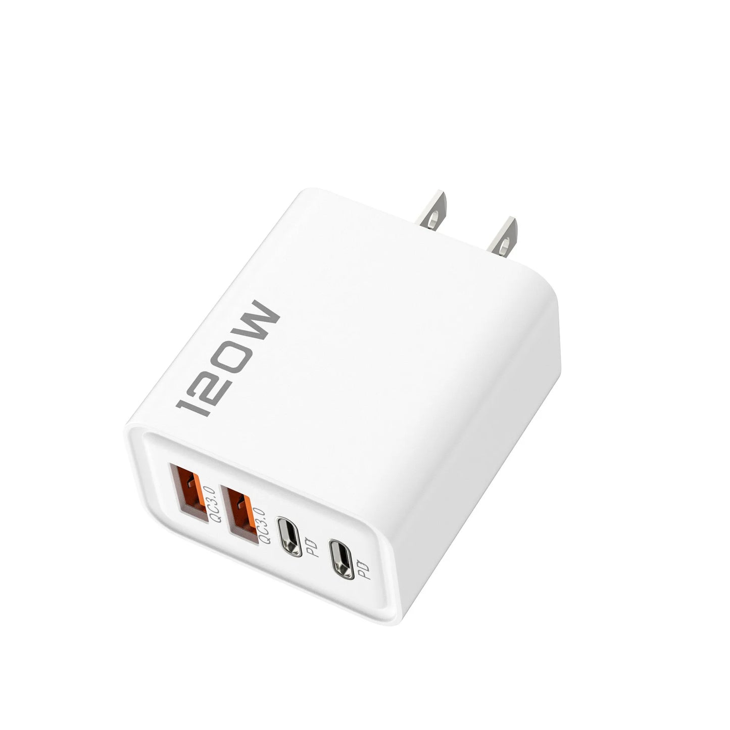 120W 2 USB+2 Type-C 4 Ports Wall Charger Fast Charging EU/US/UK Plug Power Adapter For Xiaomi iPhone Samsung Huawei Phone/Tablet